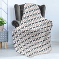 thumbnail image 4 of Geometric Soft Flannel Fleece Blanket, Pattern of Ornamental Cinnamon Tone Squares Continued on a Plain Backdrop, Cozy Plush for Indoor and Outdoor Use, 70" x 90", Petrol Blue White, by Ambesonne, 4 of 5