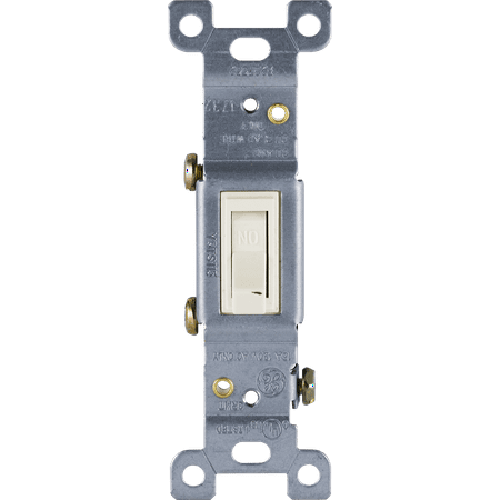 GE Heavy-Duty Grounding Toggle Switch, Light Almond, 15A, 0W, 42479