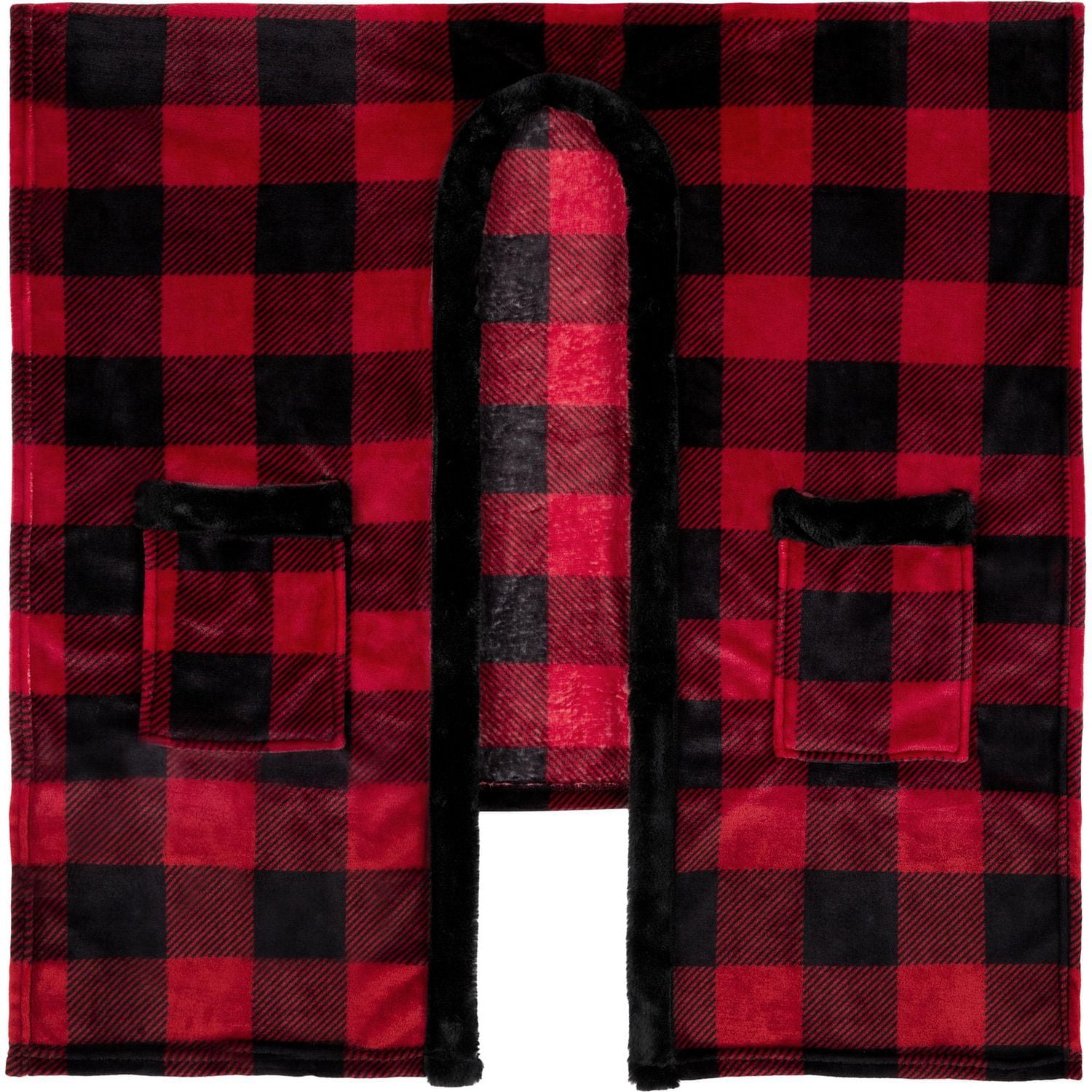Safdie & Co. Throw Knit Tranquility Red Black Plaid