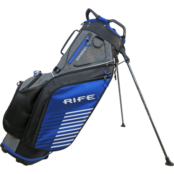 Rife Golf Blue Black Gray Stand Bag Light Weight Dobby Nylon with 9 inch, 7-Way Friendly Separator Top, Front Position Putter Compartment