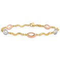 thumbnail image 3 of 14K Tri-Tone Gold Fancy Necklace Chain Tri-color Polished Link Bracelet 7.5 inch 6 mm, 3 of 6