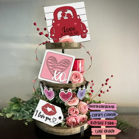 

Giyblacko Tier Tray DecorationValentine s Day Tray Ornament Spring Farmhouse Decor Ornament
