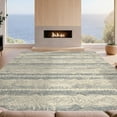 thumbnail image 2 of Design&I 8'x10' Washable Area Rug Vintage Boho Wave Faded Nautical Distressed Scroll Border Ocean Flowing Dynamic for King Size Bedroom, Under Bed, Sleek Flatweave Pet Friendly, 2 of 7