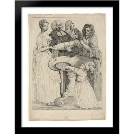 - John Henley with five unknown figures 28x36 Large Black Wood Framed Print Art by William Hogarth