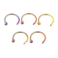 thumbnail image 1 of Yingyy 5 Pcs Unisexe Design Simple Anneau de Nez Faux Crochet d'Épingle de Nez Forme C Mince en Acier Inoxydable Bijoux Nasaux, 8mm, Coloré, 1 of 6