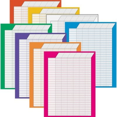 

TREND Jumbo Vertical Incentive Chart Pack 22 x 28 Vertical Orientation Assorted Colors with Assorted Borders 8/Pack (T73901)