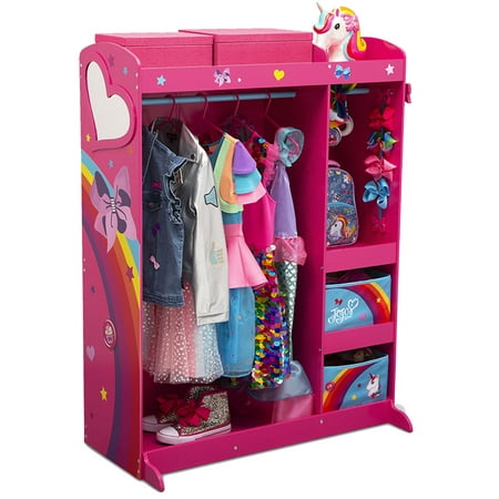 JoJo Siwa Dress and Play Boutique by Delta Children - Pretend Play Costume Storage Wardrobe for Kids with Mirror &