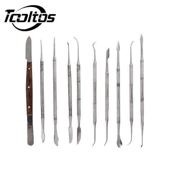 TOOLTOS 10 PCS Wax Carvers Kit - Stainless Steel Dental Waxing Tools with Case, Double - Ended for Sculpture & Modeling