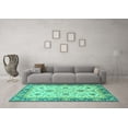 thumbnail image 3 of Ahgly Company Indoor Square Oriental Turquoise Blue Traditional Area Rugs, 8' Square, 3 of 4