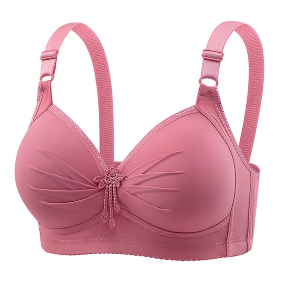 hotojiny Women's Plus Size Bras No Underwire Full Coverage Leisure Bras Seamless Padded Pleated Adjustable Strap Everyday Bras