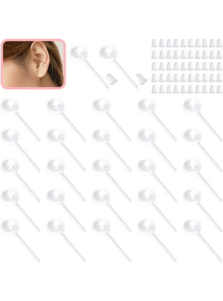40pcs Clear Earrings for Sports,Plastic Earrings for Sensitive Ears Clear Earrings, Medical Grade Plastic Earrings for Surgery Plastic Post Invisible