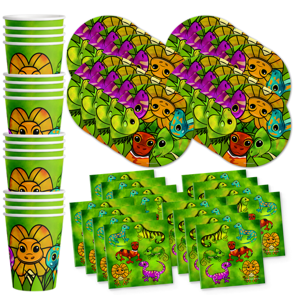 Lizard Birthday Party Supplies Set Plates Napkins Cups Tableware Kit for 16