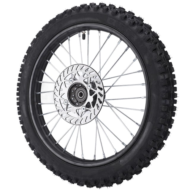 Dirt Bike Front Wheel Assembly, 17 Inch Enhanced Grip Front Wheel Rim Tire Replacement for Pit Dirt Bike