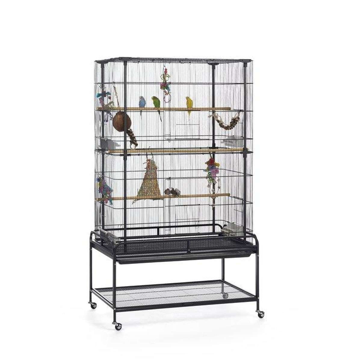 Prevue Pet Products Playtop Flight Bird Cage with Metal Stand in Black Finish F085