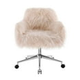 thumbnail image 3 of Pemberly Row Contemporary Faux Fur Swivel Office Chair in Pink, 3 of 10