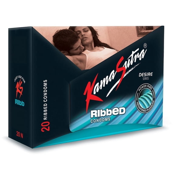 Kamasutra Ribbed Condom For Men | Ribbed | Helps In Enhancing The Pleasure Levels | Combo Pack Of 20