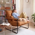 thumbnail image 4 of CELTOSS Modern Accent Chair, Comfy Lounge Chair with Plush Cushion, Sofa Chair with Metal Frame, for Bedroom, Living Room and Home Office, Orange, 4 of 14