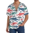 thumbnail image 3 of Easygdp Colorful Shark Men's Casual Short-sleeved Shirt with Pocket and Button Suitable for Beach Vacation Leisure - XX-Large, 3 of 7