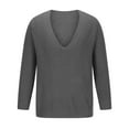 thumbnail image 4 of TFEOQRY Men's V Neck Sweater Textured Knitted Long Sleeve Solid Pullover Casual Fall Winter Warm Thermal Tops Gray, 4 of 6