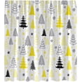 thumbnail image 3 of Christmas Tree Shower Curtain Yellow Black Grey Xmas Tree Retro Christmas Tree Snowflake Merry Christmas Pine Pattern New Year Rustic Winter Holiday Fabric Bath Curtain Set with Hook, 3 of 4