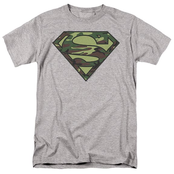 Superman Camo Logo Unisex Adult T Shirt, Athletic Heather, Small