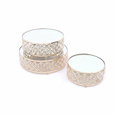 

3 Piece Set Golden Metal body Cheese Dessert Cupcake Cake Stand For Wedding/Birthday Party 3Pcs Set Crystal Gold Metal Cake Holder Wedding Dessert Stand Cupcake Plates Metal Cake Stand Cupcake Holder