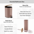 thumbnail image 3 of Cappuccino Bathroom Set with Bamboo Lid - Matte Metal Trash Can and Toilet Brush, 3 of 8