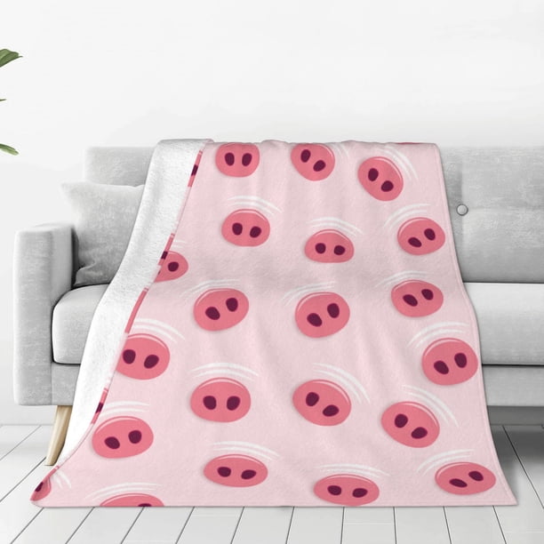 Balery Cute Pig Nose Manta de Felpa Suave y Acogedora – Cobija de Franela Aterciopelada para Cama, Lavable y Cálida para Sofá, Mascotas, Transpirable-60"x50"