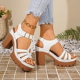 thumbnail image 6 of KIJBLAE Women's Chunky Heel Gladiator Sandals, Open-Toe Cutout with Buckle, Plus Size Gothic Comfort Footwear White 42, 6 of 9