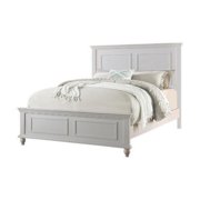 Bed Frame White Color Queen Size Bed Bedroom Furniture High Panel Headboard Footboard Plywood 1pc Bedframe