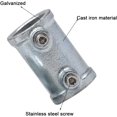 thumbnail image 3 of Generic 2PCS Structural Pipe Railing Fitting, Straight Cast Iron Connector, 3 of 6