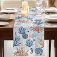 thumbnail image 3 of Table Runners 70 Inches Long Dress Scarves, Blue Coastal Farmhouse Coffee/Dining/Kitchen Table Decor, Holiday Table Runner, Coral Shell Starfish Seahorse Summer Beach 13x70 Inch, 3 of 9