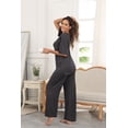thumbnail image 5 of MINTREUS Lounge Sets for Women Knit Short Sleeve V-neck Tops and Long Pants Soft Comfy Pajamas Set Oversized 2 Piece Outfits, 5 of 8
