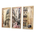 thumbnail image 3 of Designart "Vintage Collage Paris Chronicles I" City Paris Framed Wall Art Set Of 3 - Brown Paris Frame Gallery Wall Set For Home Decor, 3 of 6