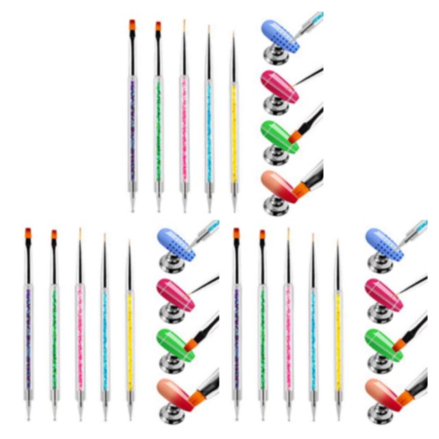 crativent 5 Pcs Brosses à Ongles Polyvalentes à Double Extrémité pour Perçage et Pointillage 3ensemble