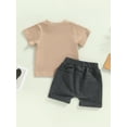 thumbnail image 4 of Genuiskids Toddler Boys Summer Outfits 3M 6M 12M 18M 2T 3T Infant Clothes Short Sleeve T-shirt Tops Drawstring Shorts Kids Casual Father's Day Outfits, 4 of 9
