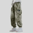 thumbnail image 2 of ZACPNCV Boys' Cargo Pants Wide Leg Straight Casual Sweat Pants Jogger Elastic Waistband Soft Trousers with Pockets 8-9 Years, 2 of 4