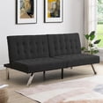thumbnail image 4 of Aukfa Linen Futon Convertible Sofa for Home Office, Split Back, Space Save, Black, 4 of 10