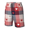 thumbnail image 6 of Uemuo Heart Plaid Pattern Men's Swim Trunks Hawaiian Beach Bathing Suit Swimsuits Beach Quick-Dry Shorts with Pockets-, 6 of 9