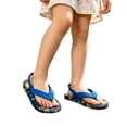 thumbnail image 3 of Boys Girls Flip Flops Kids Dinosaur Sandals Beach Pool Water Shoes with Back Strap Soft Cushion Print Sandals (Dark Blue 11-12 Years), 3 of 4
