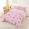 thumbnail image 2 of Erosebridal Cute Pet Paws Full Size Comforter Sets for Kids, Pink Bow Knot Bedding Sets for Girls, Pink Reversible, 1 Comforter and 2 Pillowcases, 2 of 6