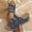 Navy, variant on Women's Wedge Floral Slippers, Thick Sole Structure Spring Casual Use Solid Color Design Comfortable Footwear Navy 9
