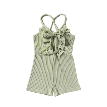 

Rovga Kids Girls Baby Toddler Bodysuits Halter Jumpsuit Solid Color Bow Lace Up Children S Jumpsuit Outdoor Wear