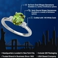 thumbnail image 2 of Gem Stone King 14K White Gold Green Peridot and White Lab Grown Diamond Engagement Ring for Women | 2.30 Cttw | Oval 9X7MM | Gemstone August Birthstone | Size 7, 2 of 6