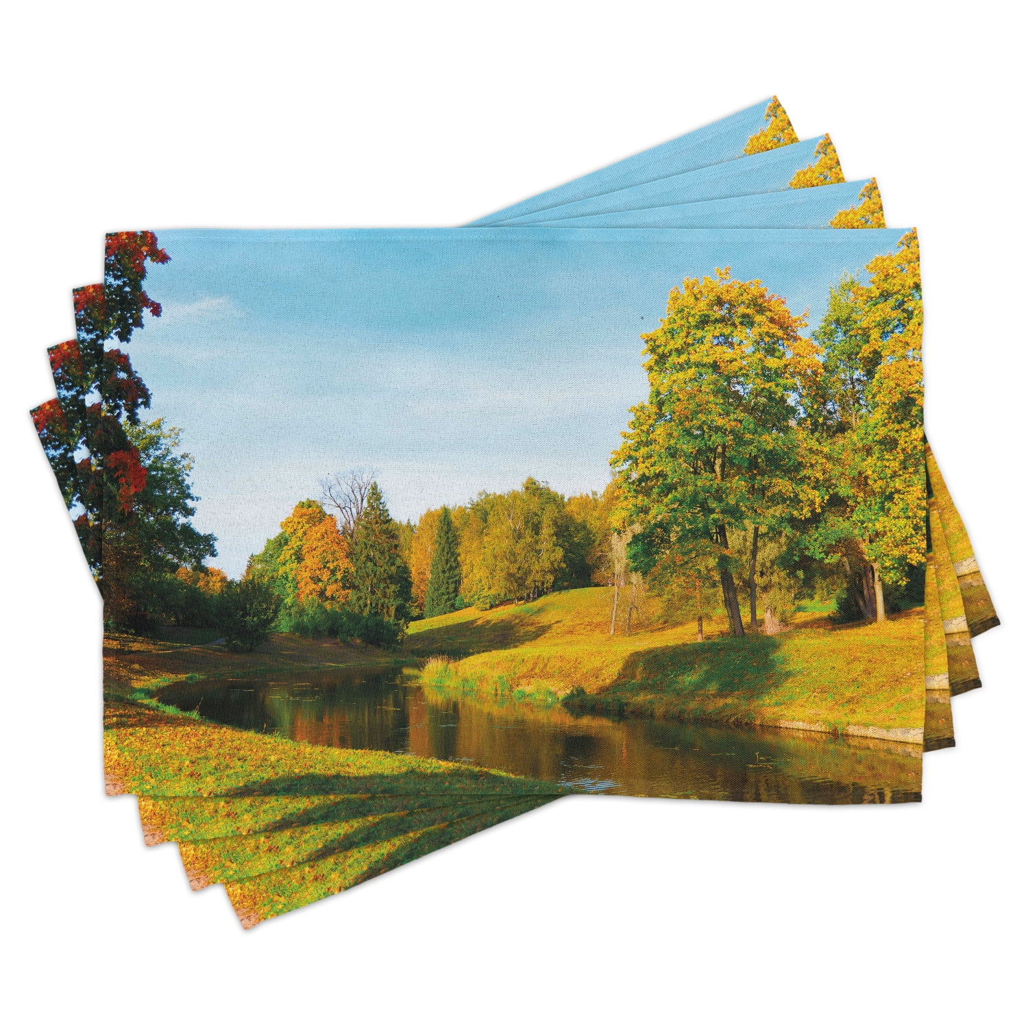 Landscape Placemats Set of 4 Scenery View Natural Forest Park with