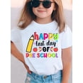 thumbnail image 1 of Back-to-School Girls Happy Last Day Pre School Colorful Letter Print Simple Casual Versatile T-Shirt girls clothes, 1 of 6