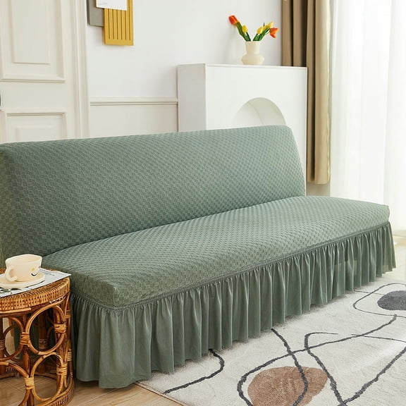 XmhyTop Sofa Cover for sofas Stretch Couch Covers for Living Room Easy Fit Washable Furniture Sofa Protector with Skirt,1 Piece 59-74.8inch (Green)