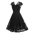 thumbnail image 3 of Robe d'Été Noire pour Femmes Robe d'Été Noire pour Femmes à Col en V en Dentelle Sans Manches Robe Rétro Robe Robe d'Été pour Femmes avec Manches Robe Noire en Dentelle pour Femmes Robe Noire en Dentelle pour Femmes, 3 of 6