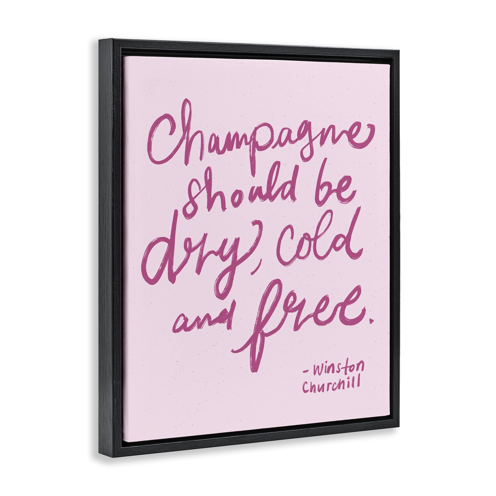 Stupell Industries Dry Cold Free Champagne Food & Beverage Painting Black Floater Framed Canvas Art Print Wall Art, 25 x 31