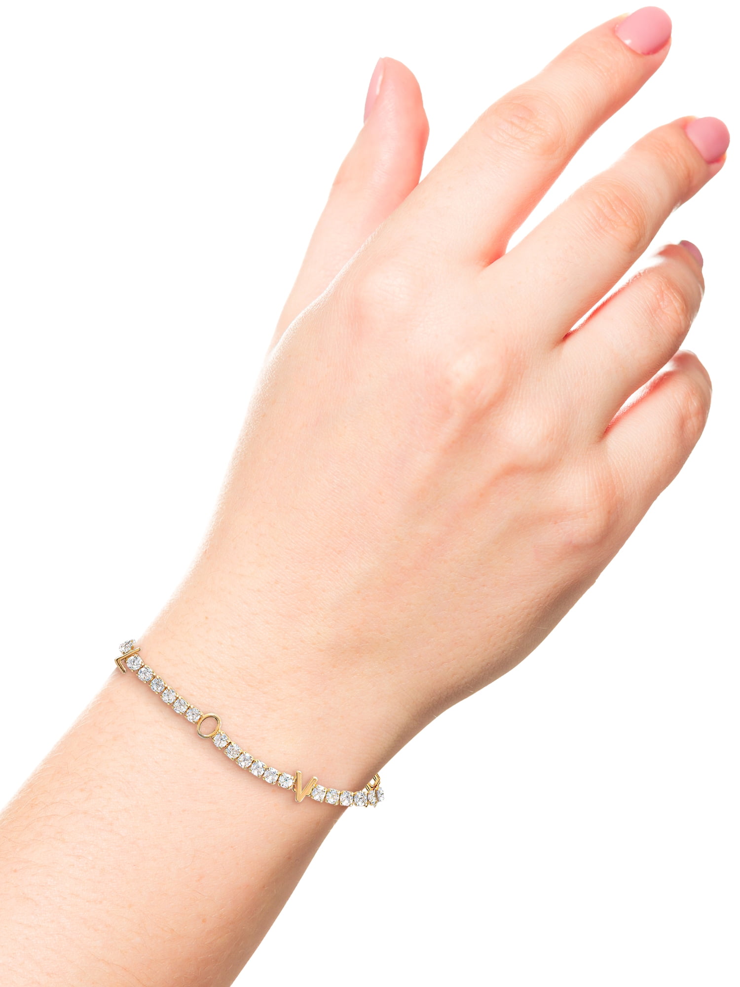 Believe by Brilliance Women's Gold Plated Cubic Zirconia Love Bracelet